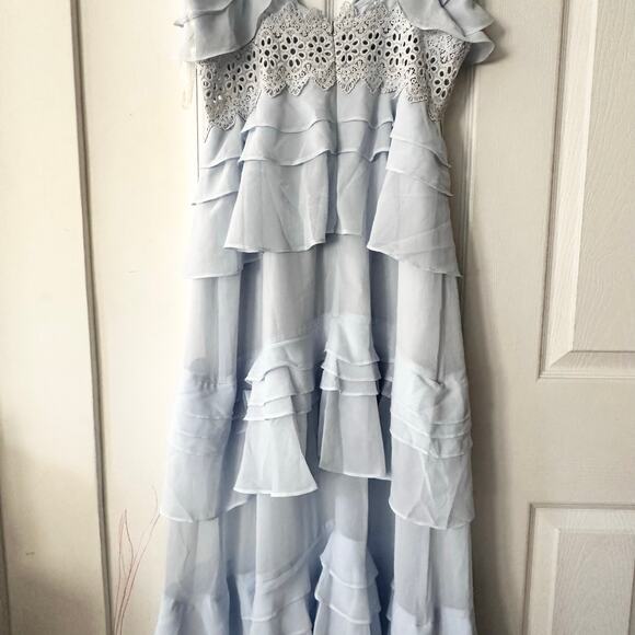 Glamorous Collection Lulus Frill Of A Lifetime Blue Tiered Maxi Dress Medium - Picture 10 of 11